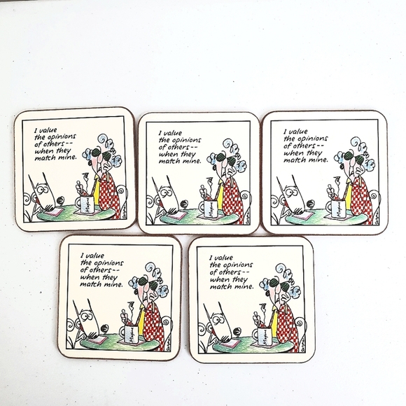 Set of 5 Maxine Coasters "I Value the Opinions of Others When They Match Mine" - Picture 1 of 9